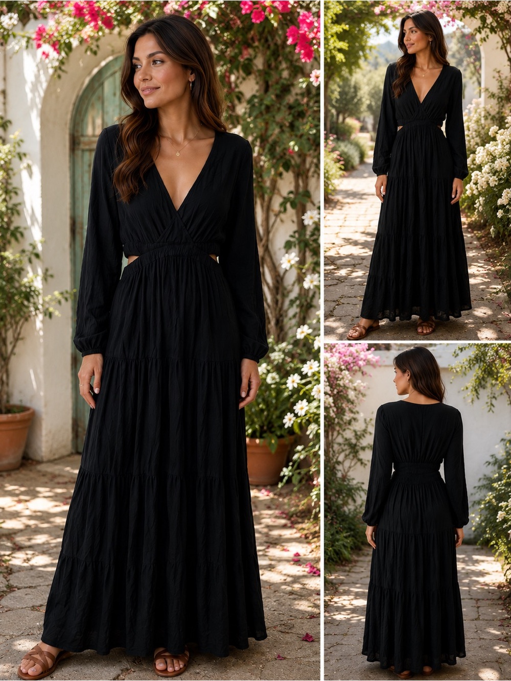 🖤 Old Navy Black Cutout Maxi Dress | NWT | Long Sleeve |  Large